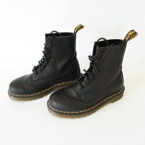 Used Matte Black Leather Dr. Martens Lace Up Boots
